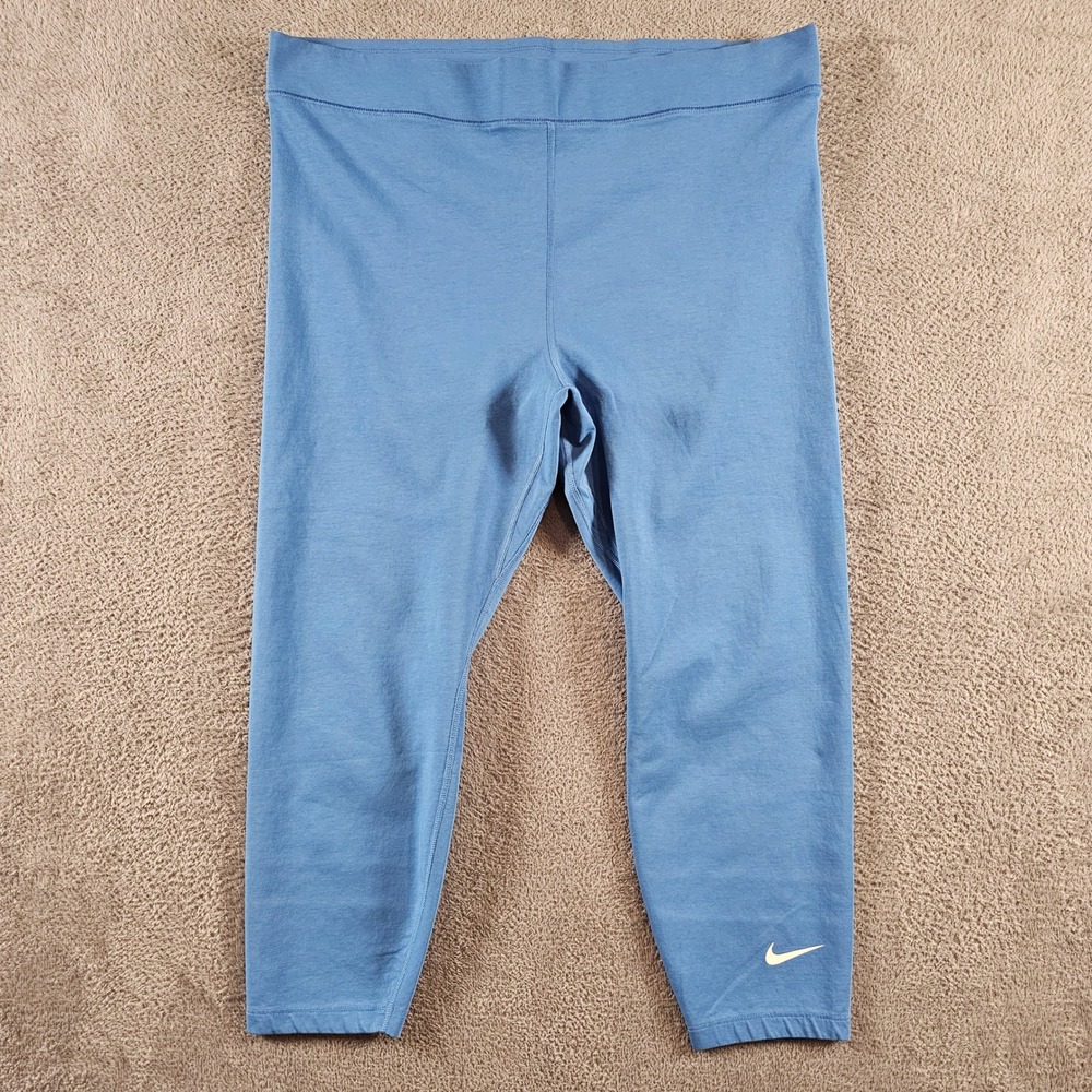 Nike Sportswear Essential Blue High Rise Cropped Leggings‎ Womens 1X